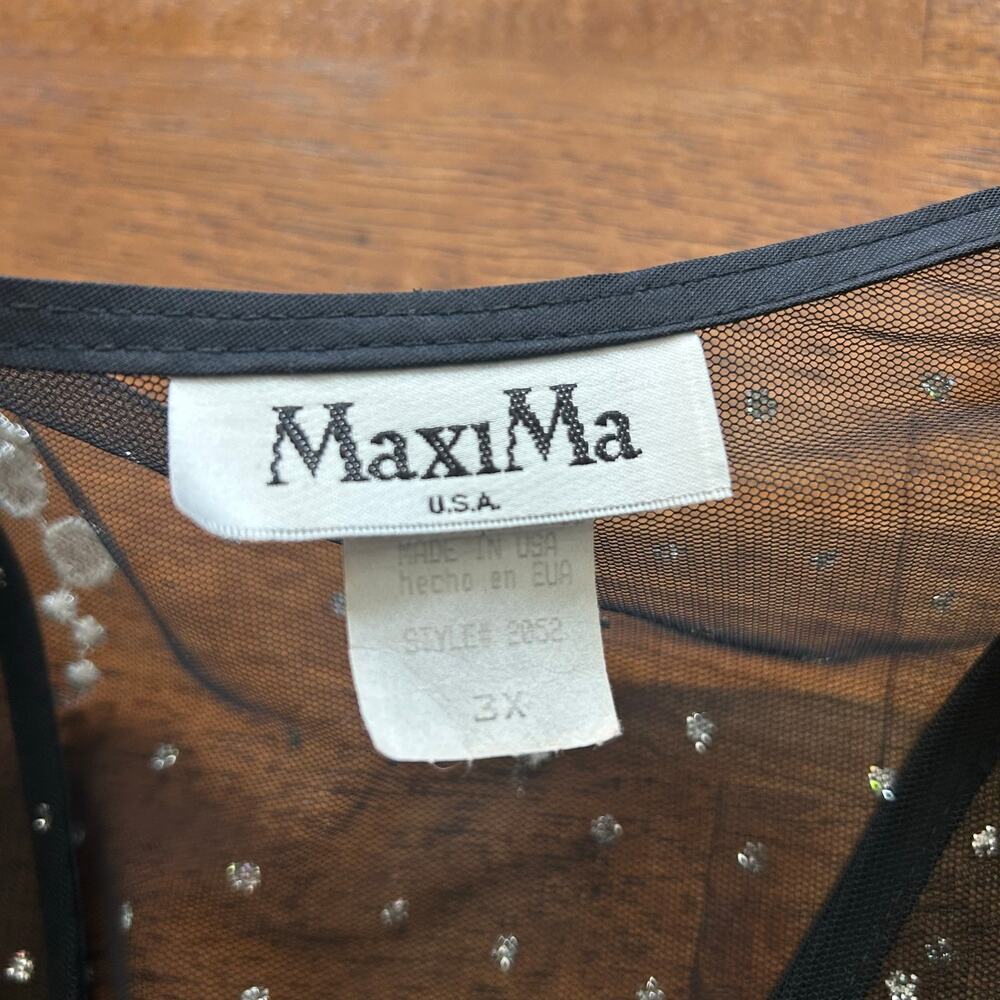 Maxima USA Sheer Floral Embroidered Evening Top, Glamorous 3X.” - Picture 2 of 10